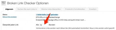 Broken Link Checker Rhythmus Einstellungen