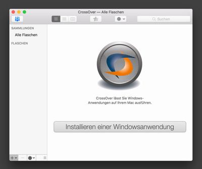 CrossOver Startoberfläche