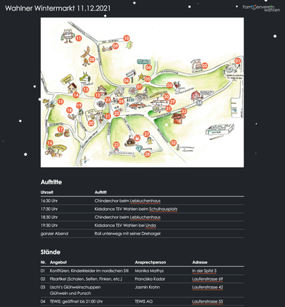 Landingpage Wintermarkt 2021. Screenshot.